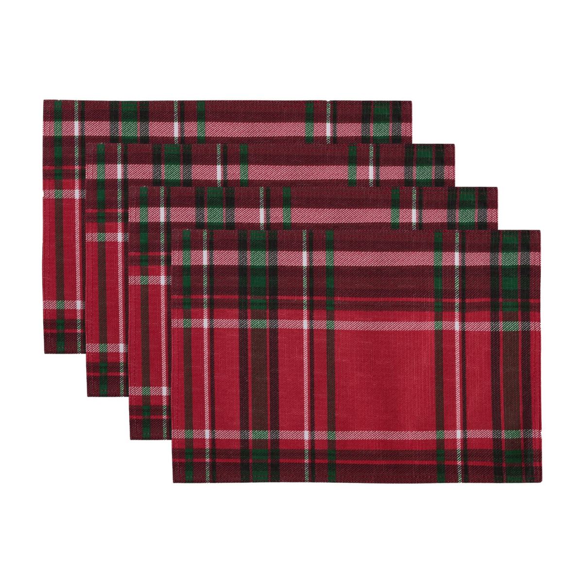 Pocono Plaid Holiday Fabric Placemats, Set of 4 - 13x19