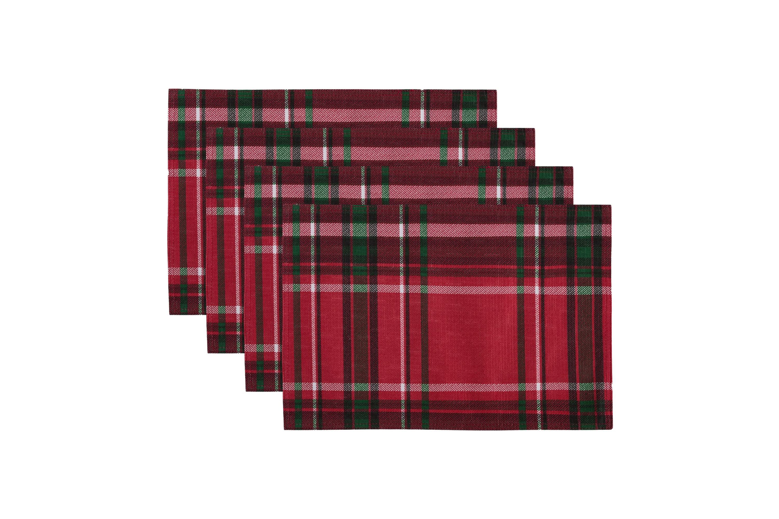 Pocono Plaid Holiday Fabric Placemats, Set of 4 - 13x19