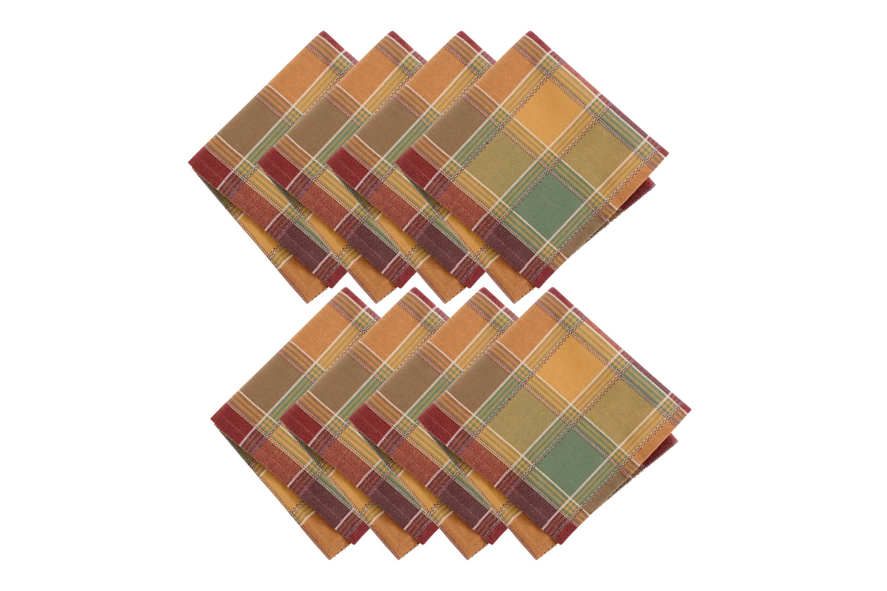 Autumn Acres Plaid Napkins, Set of 8