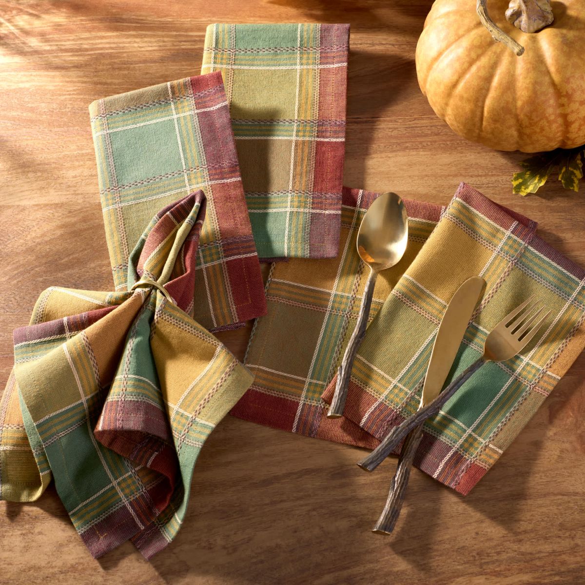 Autumn Acres Plaid Napkins, Set of 8