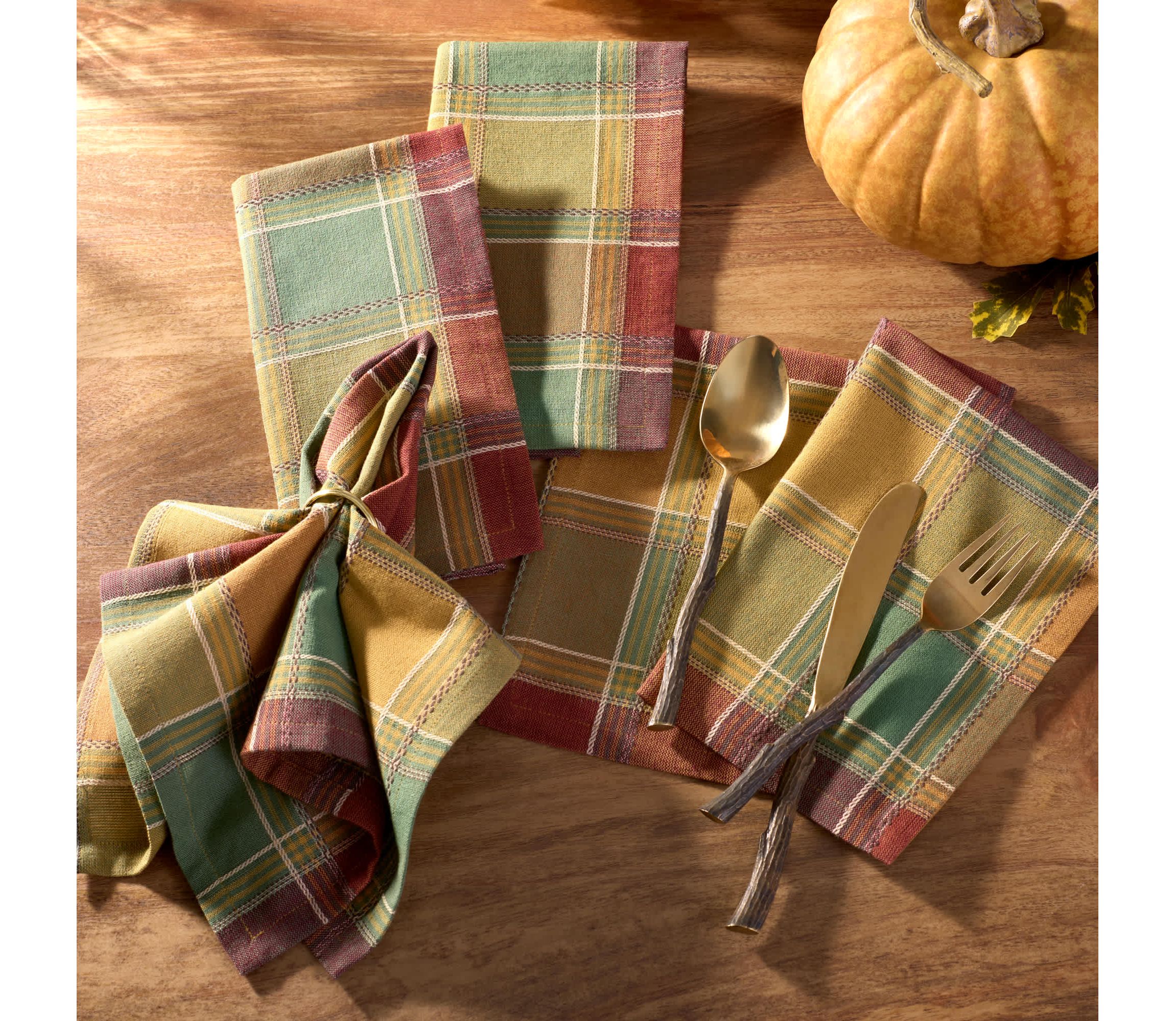 Autumn Acres Plaid Napkins, Set of 8