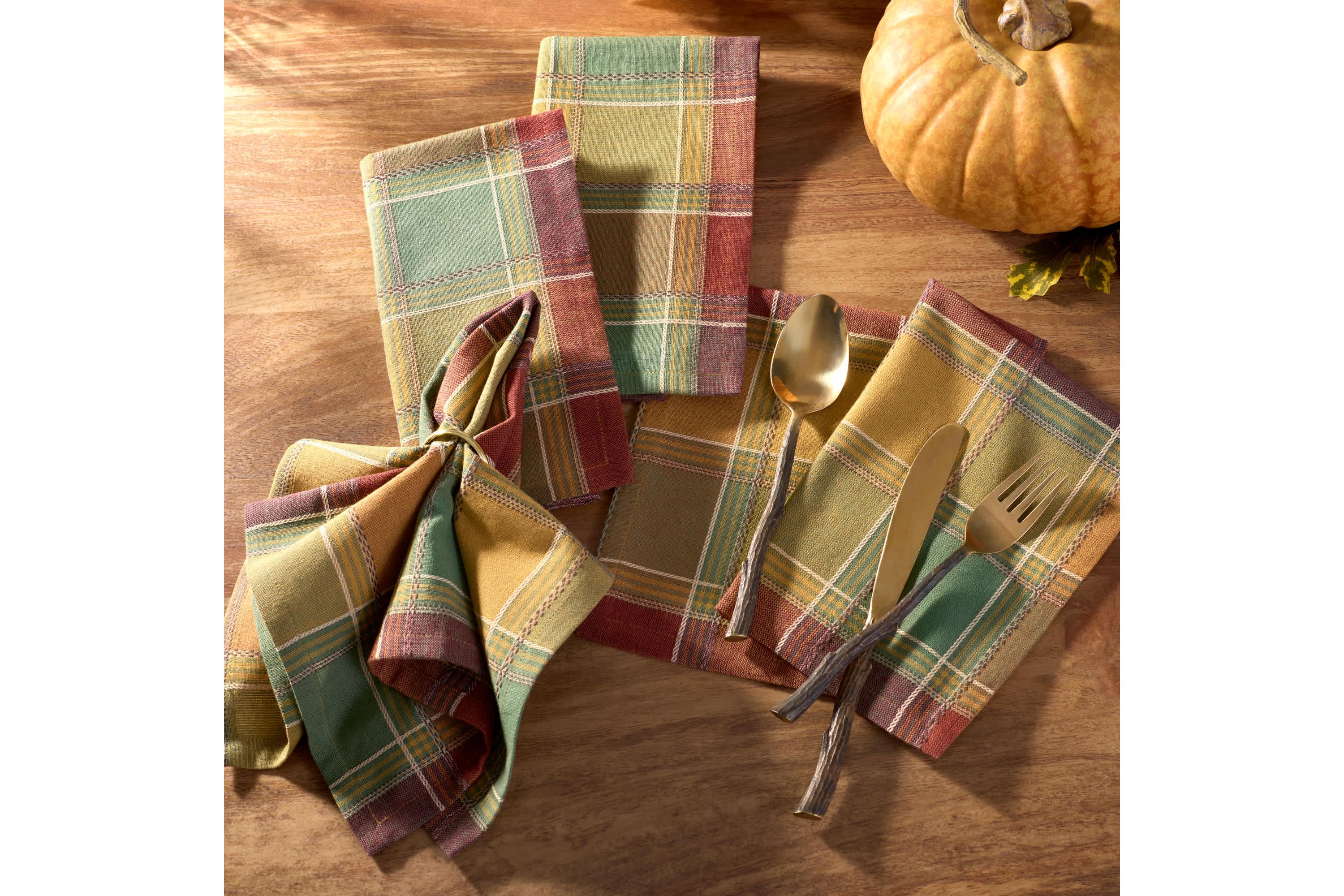 Autumn Acres Plaid Napkins, Set of 8