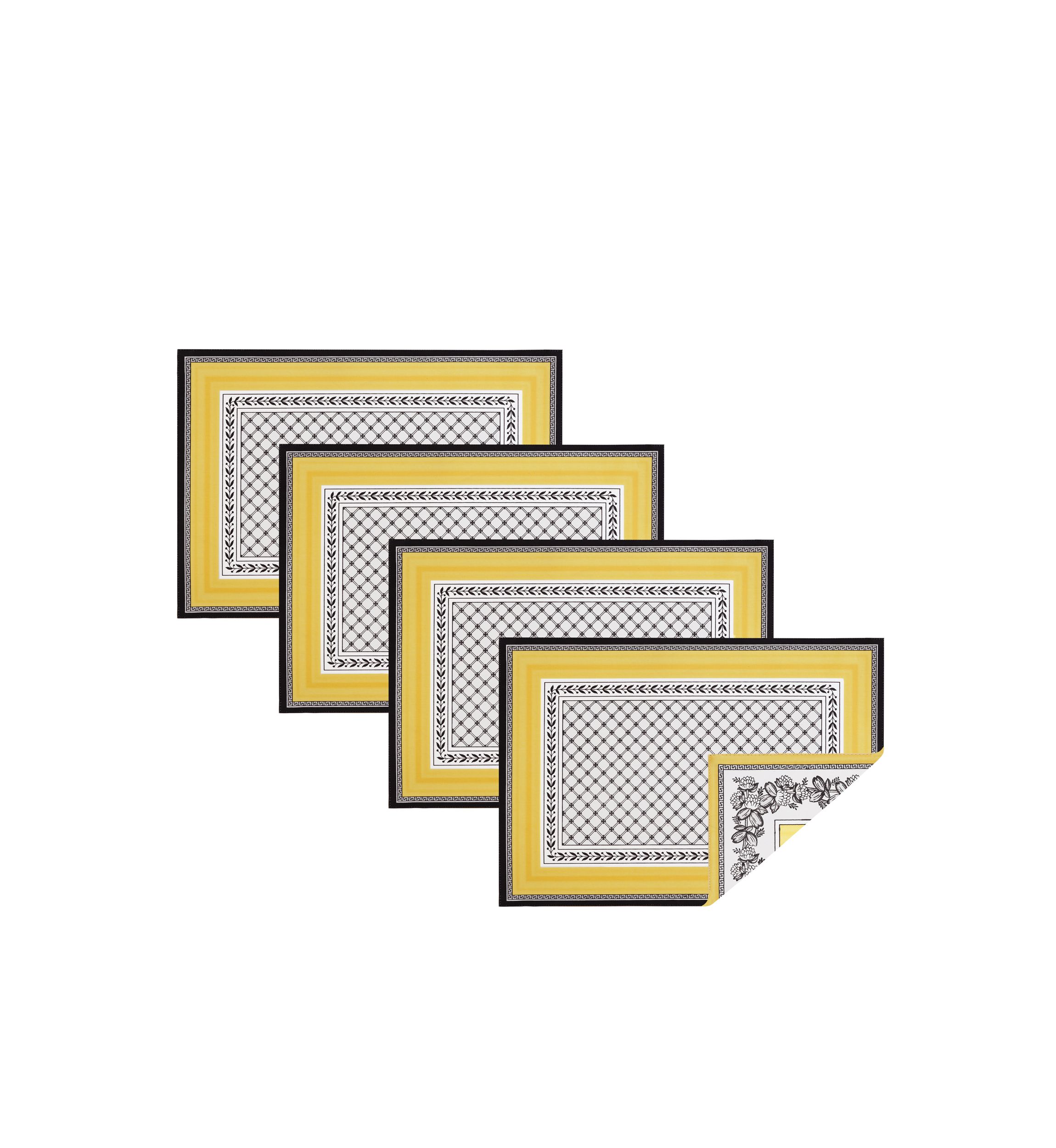 Villeroy and Boch Audun Cotton Fabric Reversible Set of 4 Placemats - 14x20