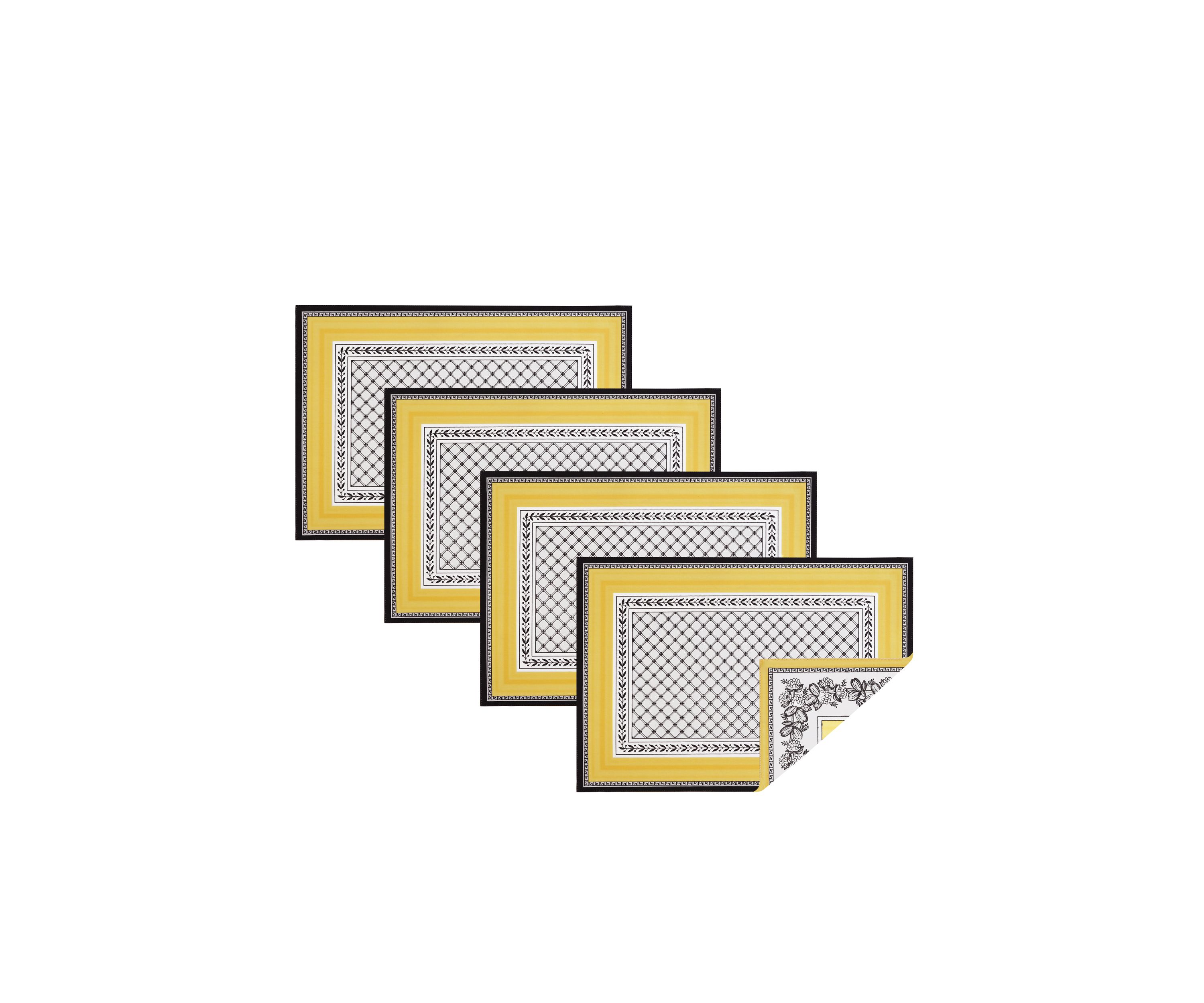Villeroy and Boch Audun Cotton Fabric Reversible Set of 4 Placemats - 14x20