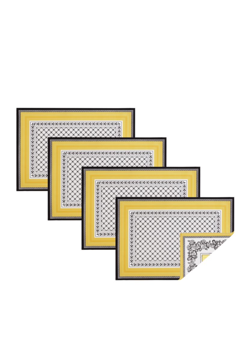 Villeroy and Boch Audun Cotton Fabric Reversible Set of 4 Placemats - 14x20