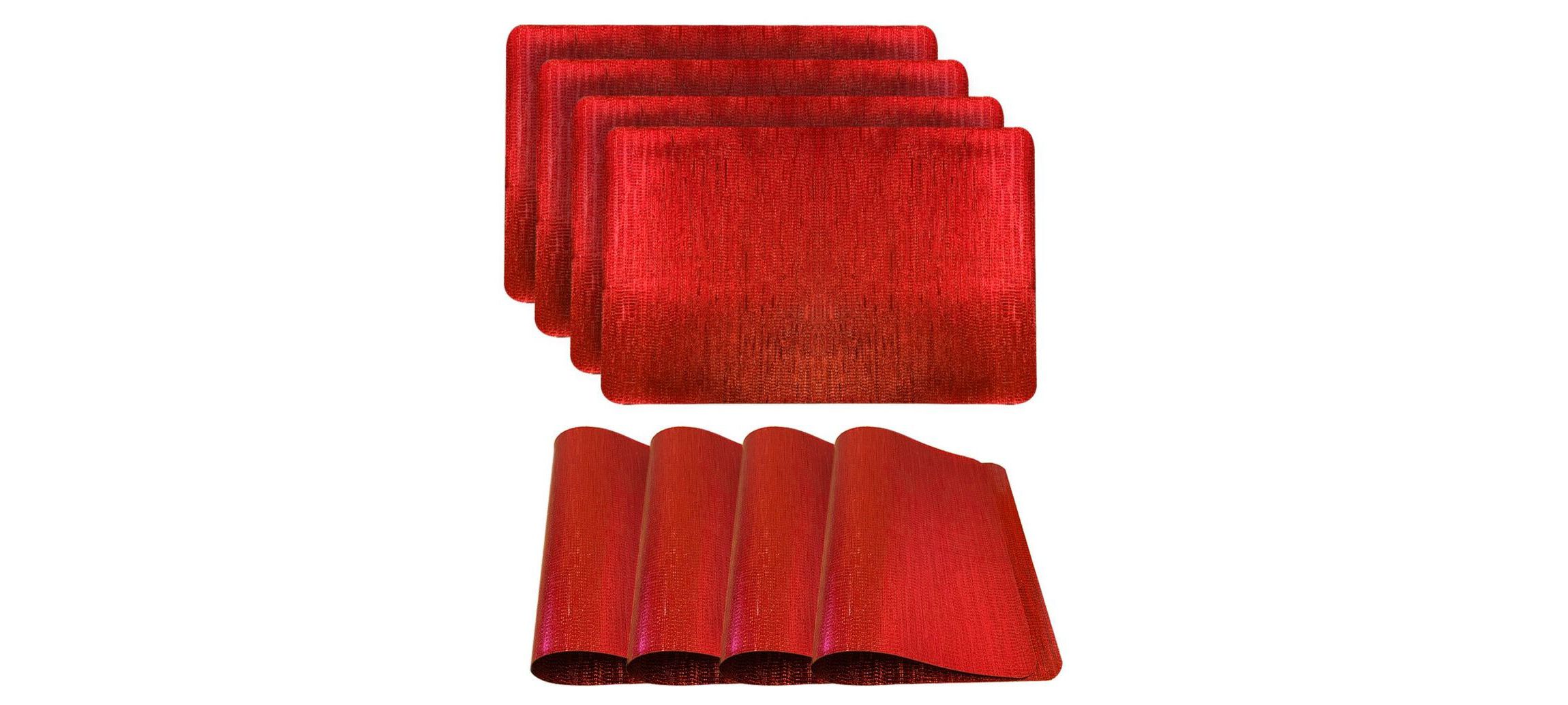 Metallic Galaxy Vinyl Smooth Linear Striped Textured Reversible 12" x 18" Rectangular Placemat Set of 4
