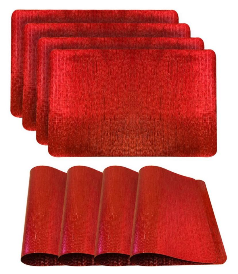 Metallic Galaxy Vinyl Smooth Linear Striped Textured Reversible 12" x 18" Rectangular Placemat Set of 4