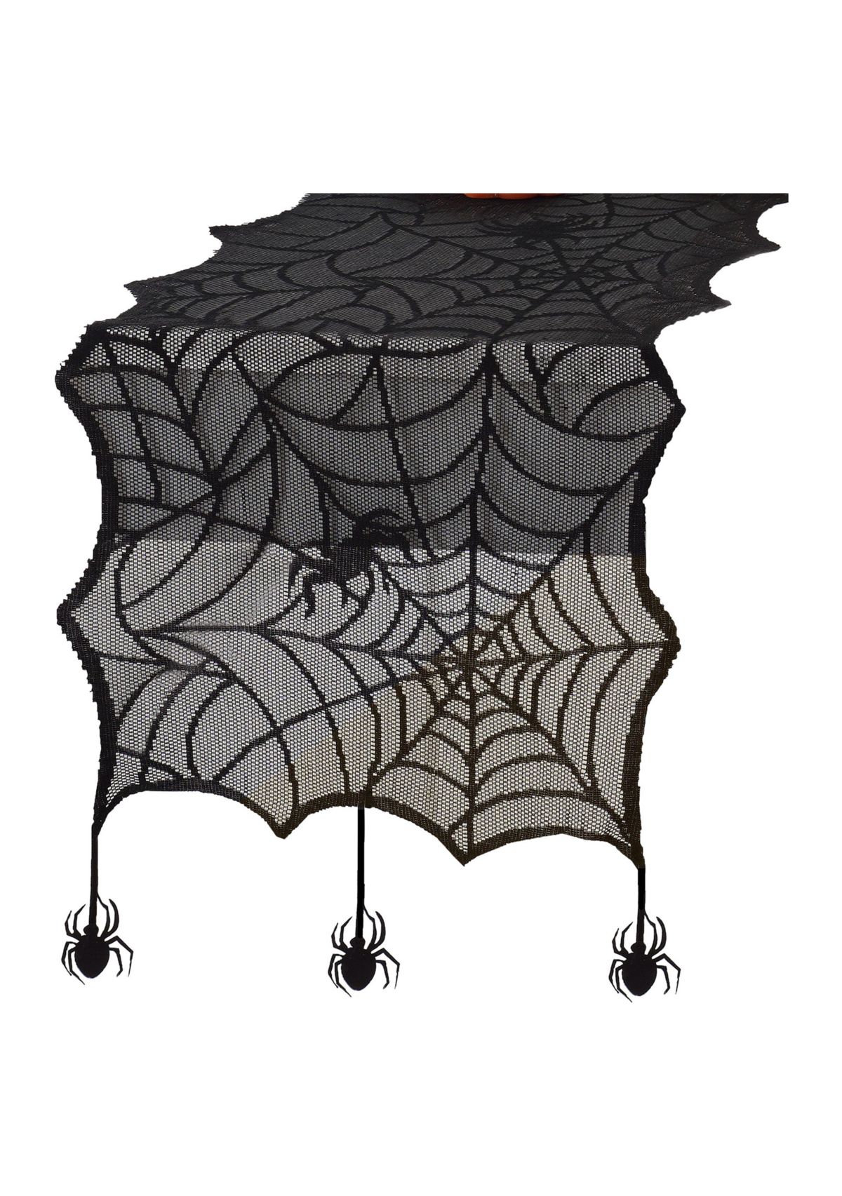 Crawling Halloween Spider Lace Table Runner and Mantle Scarf - 13" x 70"