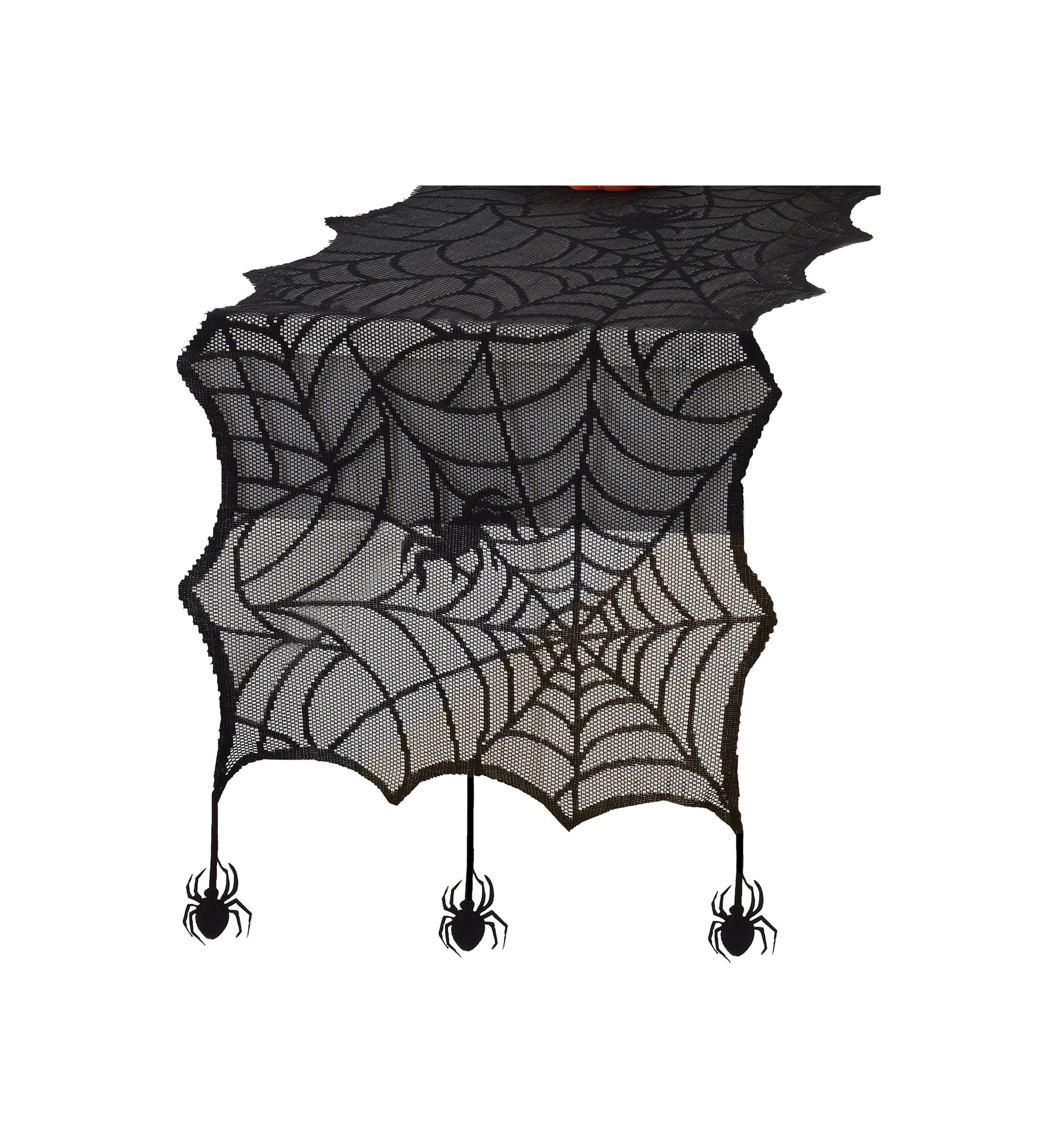 Crawling Halloween Spider Lace Table Runner and Mantle Scarf - 13" x 70"