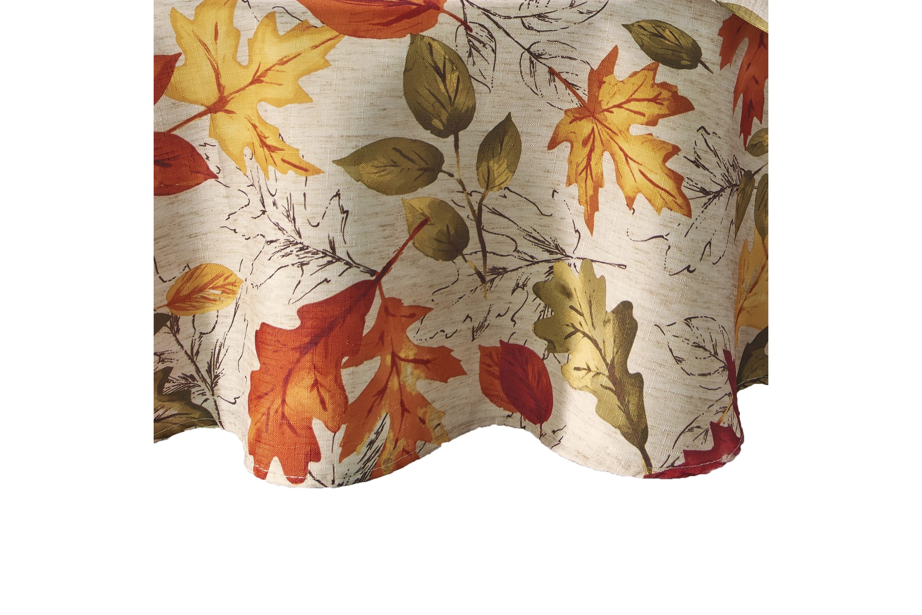 Autumn Leaves Fall Printed Tablecloth - Round