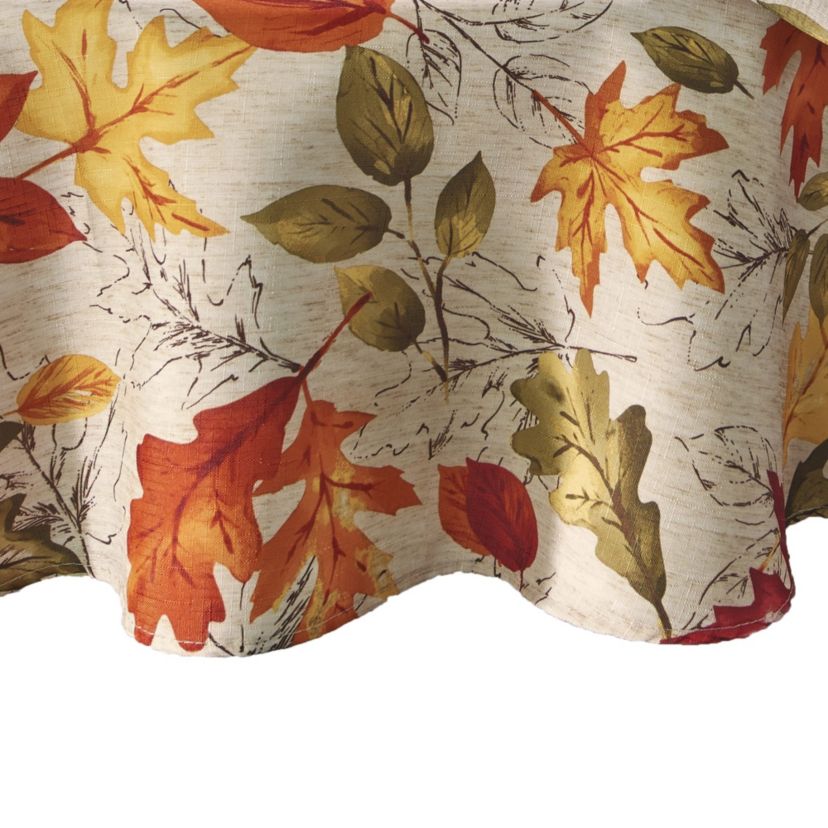 Autumn Leaves Fall Printed Tablecloth - Round