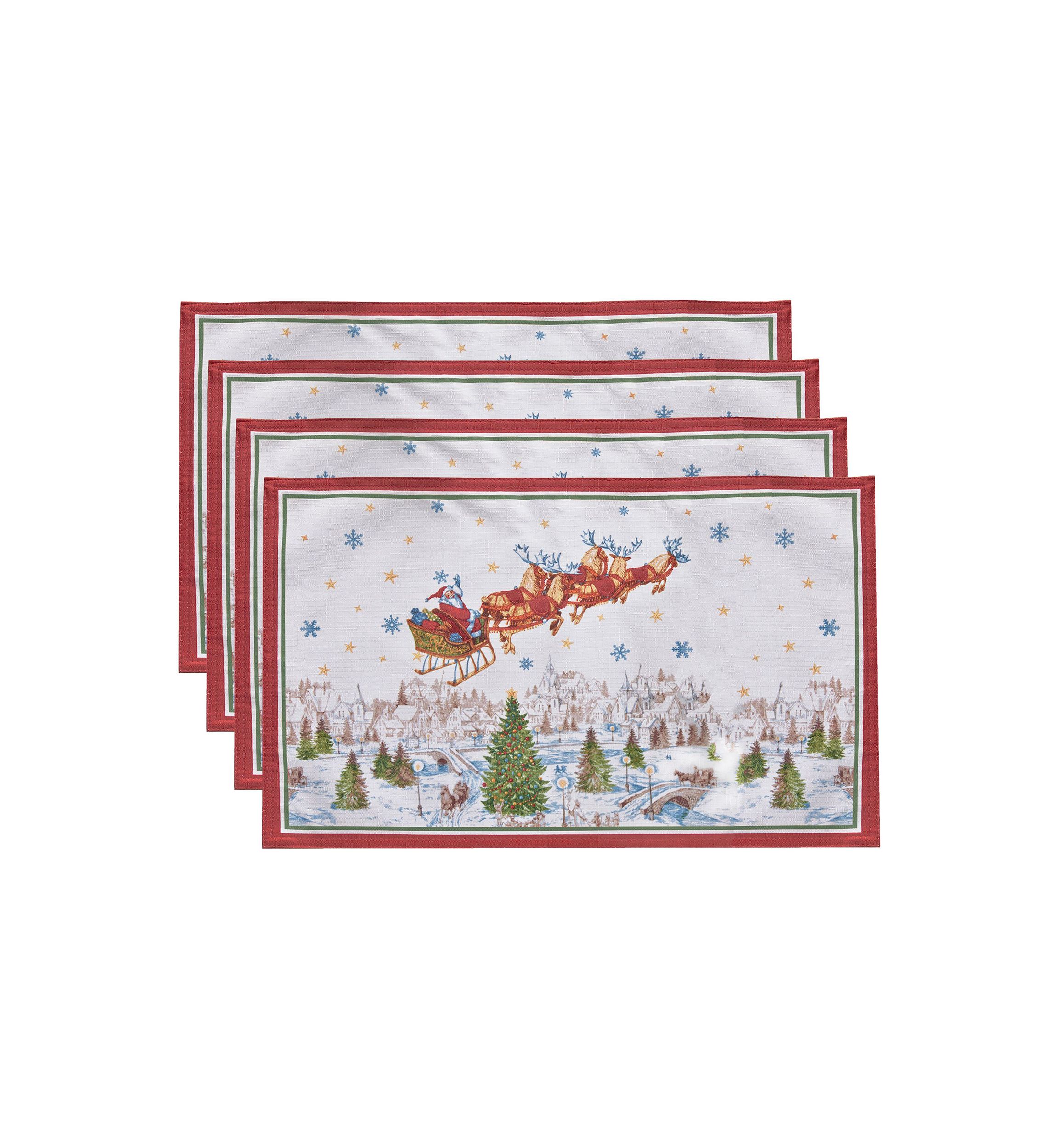 Santa’s Snowy Sleighride Placemat, Set of 4 - 13" x 19"