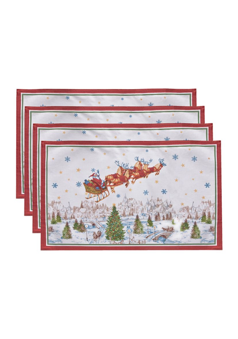 Santa’s Snowy Sleighride Placemat, Set of 4 - 13" x 19"