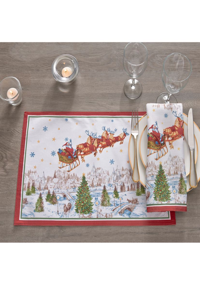 Santa’s Snowy Sleighride Placemat, Set of 4 - 13" x 19"