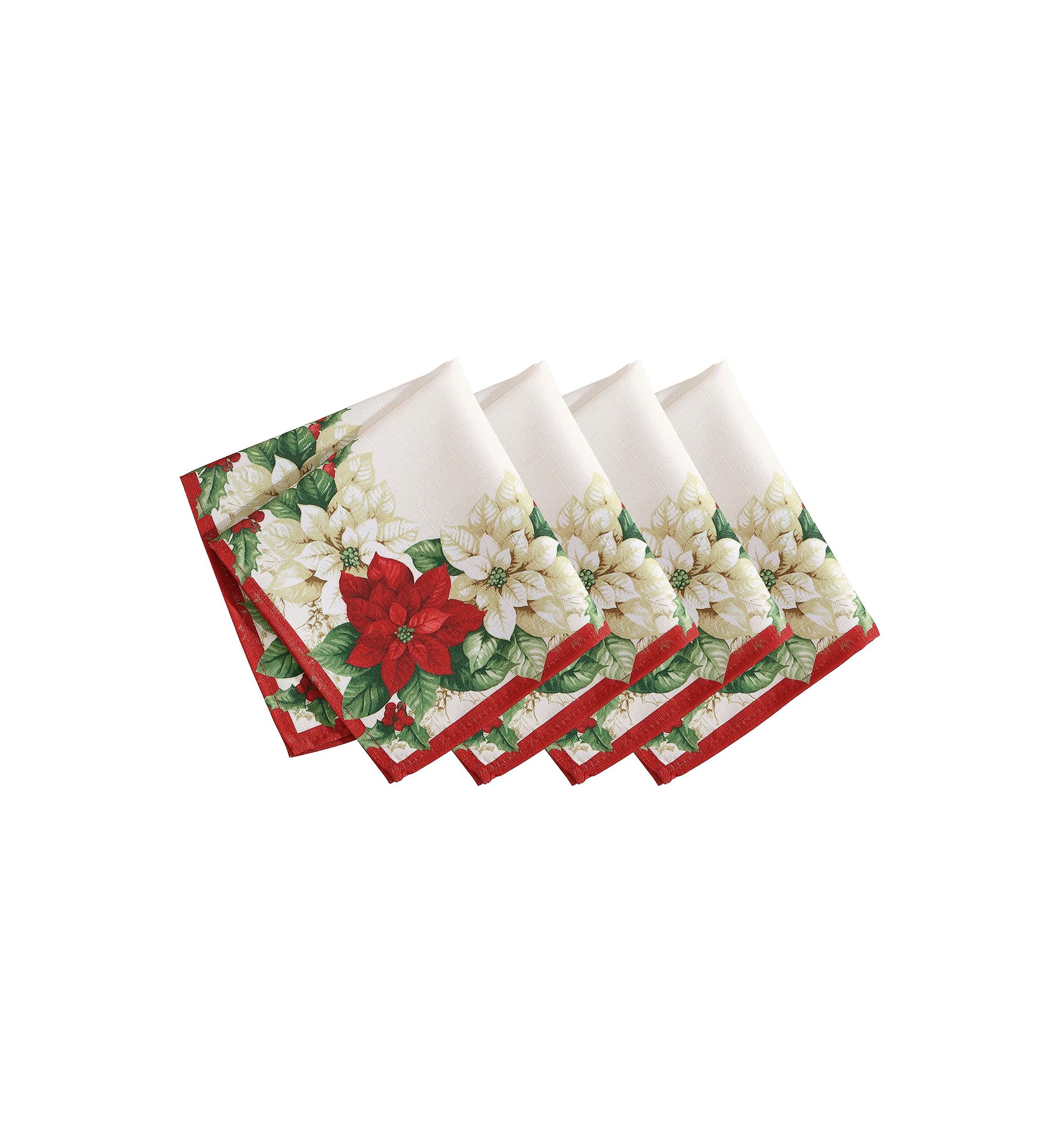 Red and White Poinsettias Napkin, Set of 4
