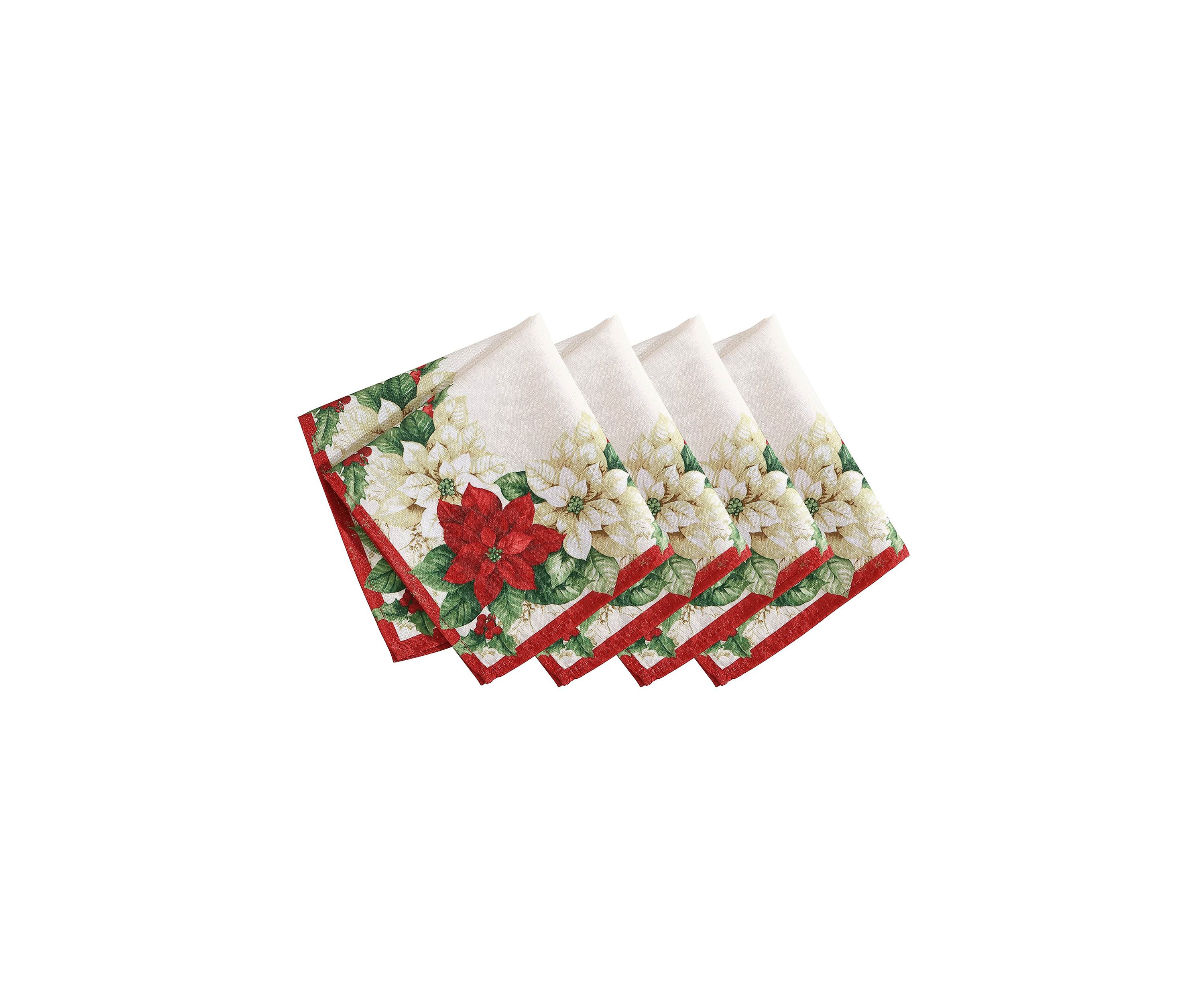 Red and White Poinsettias Napkin, Set of 4