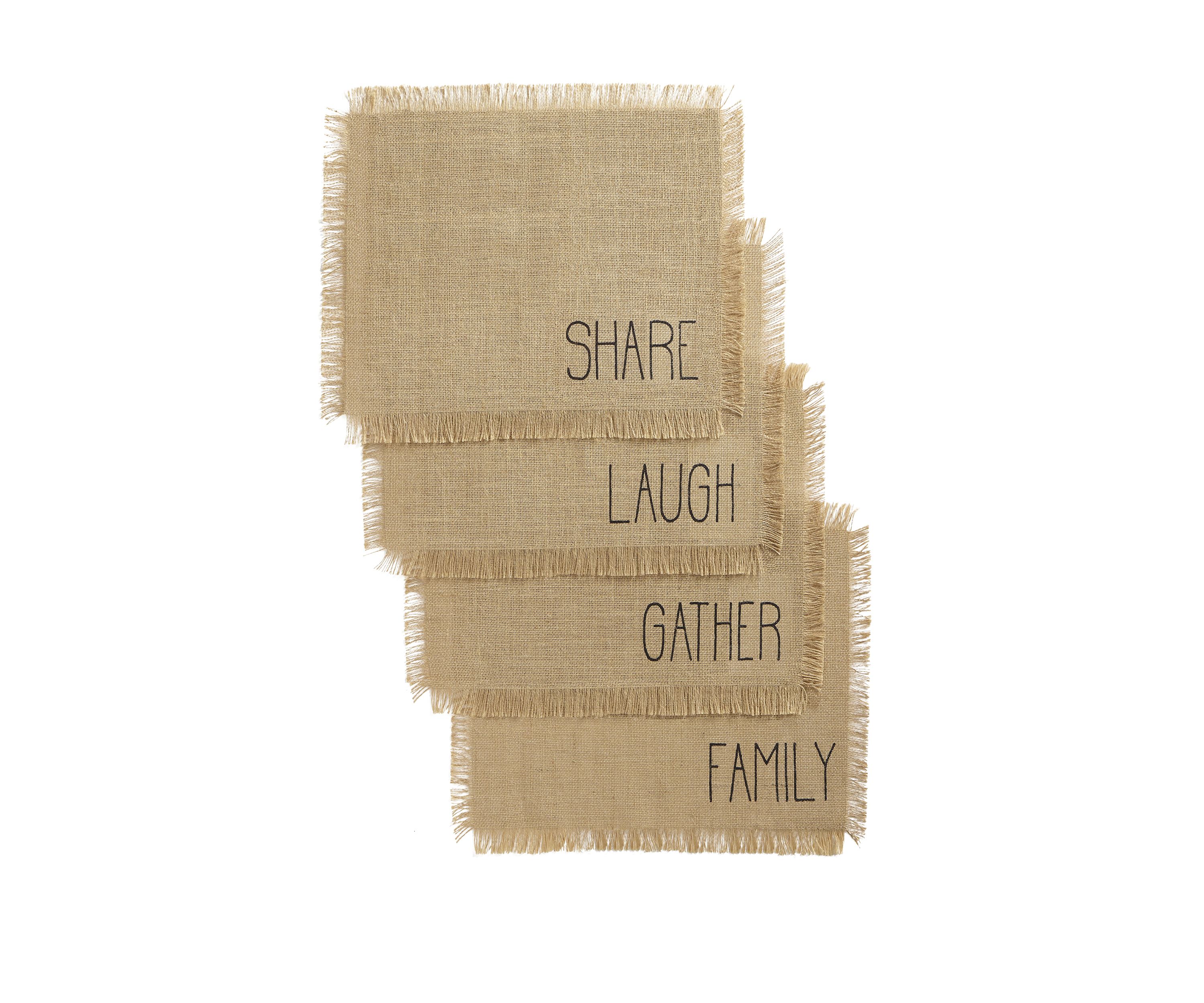Farmhouse Living Sentiments Burlap Placemats, Set of 4