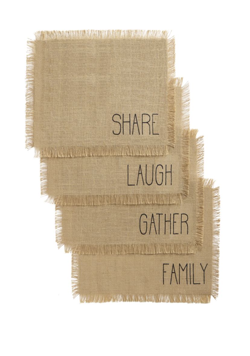 Farmhouse Living Sentiments Burlap Placemats, Set of 4