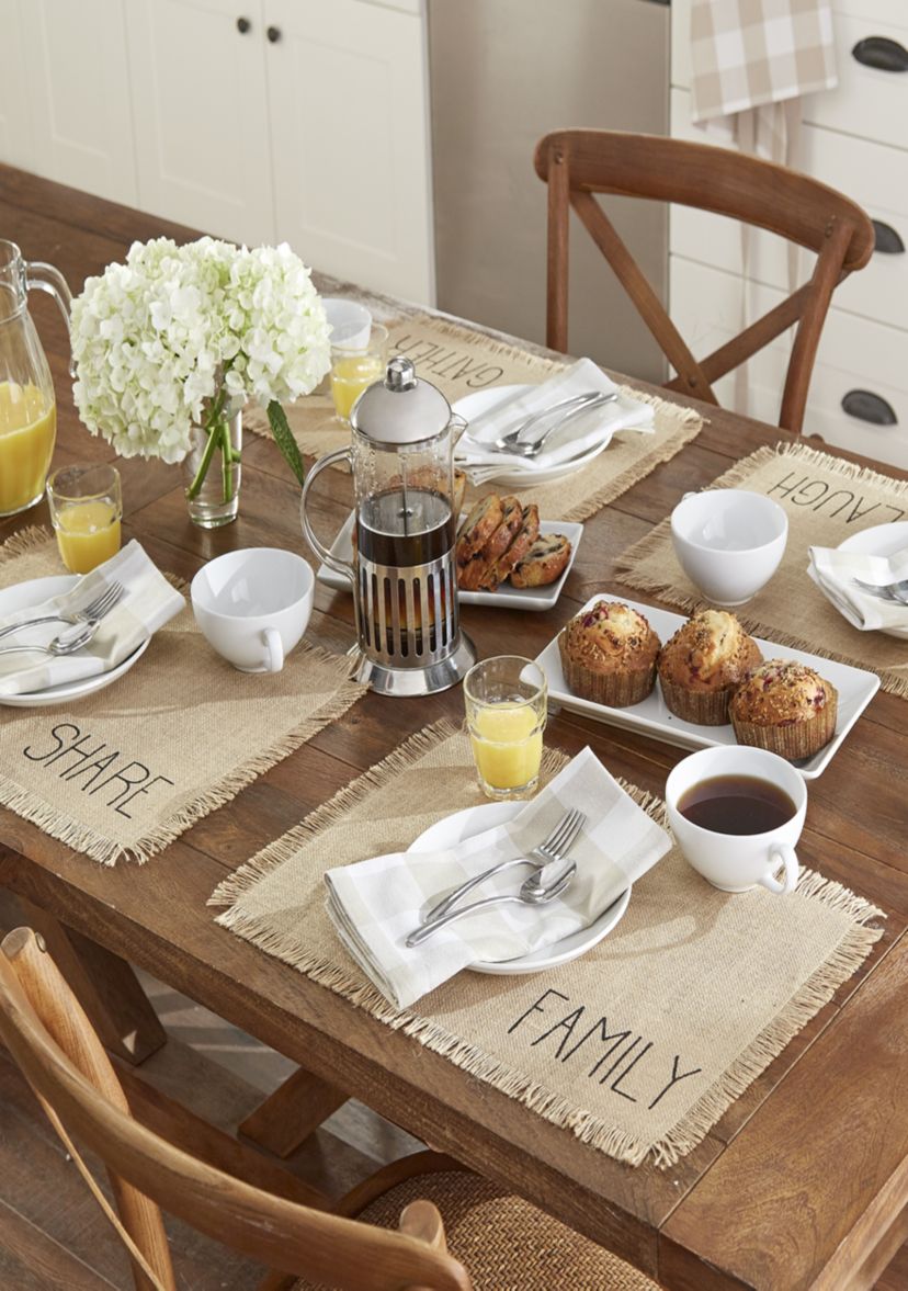 Farmhouse Living Sentiments Burlap Placemats, Set of 4