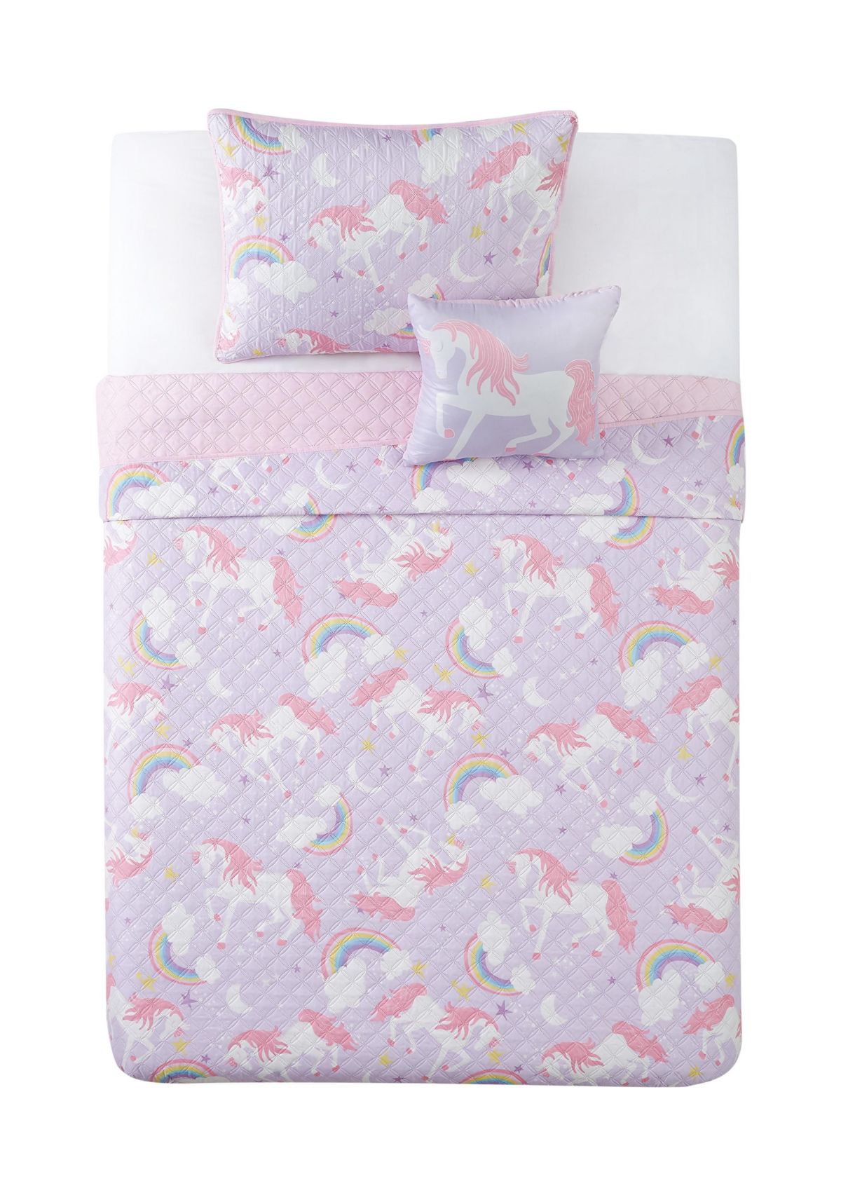 My World Rainbow Unicorn Full 4 Piece Quilt Set