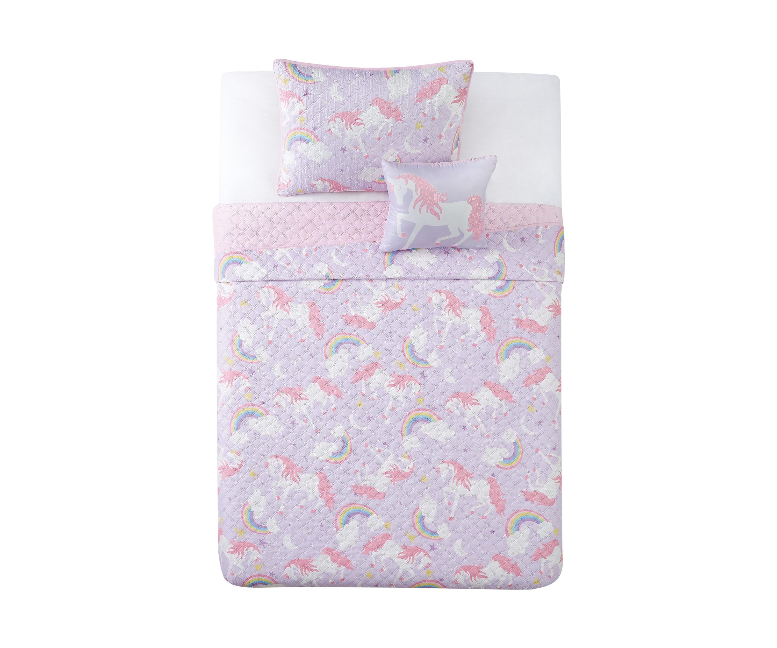 My World Rainbow Unicorn Full 4 Piece Quilt Set