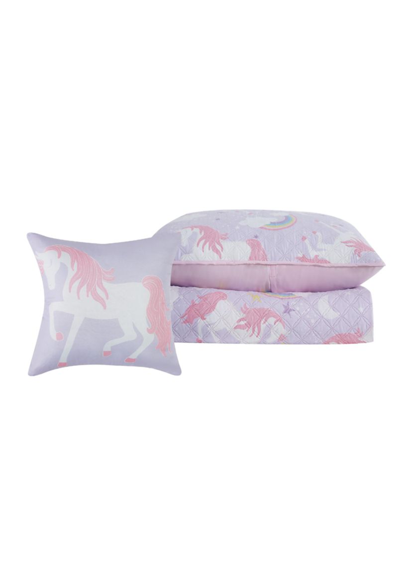 My World Rainbow Unicorn Full 4 Piece Quilt Set