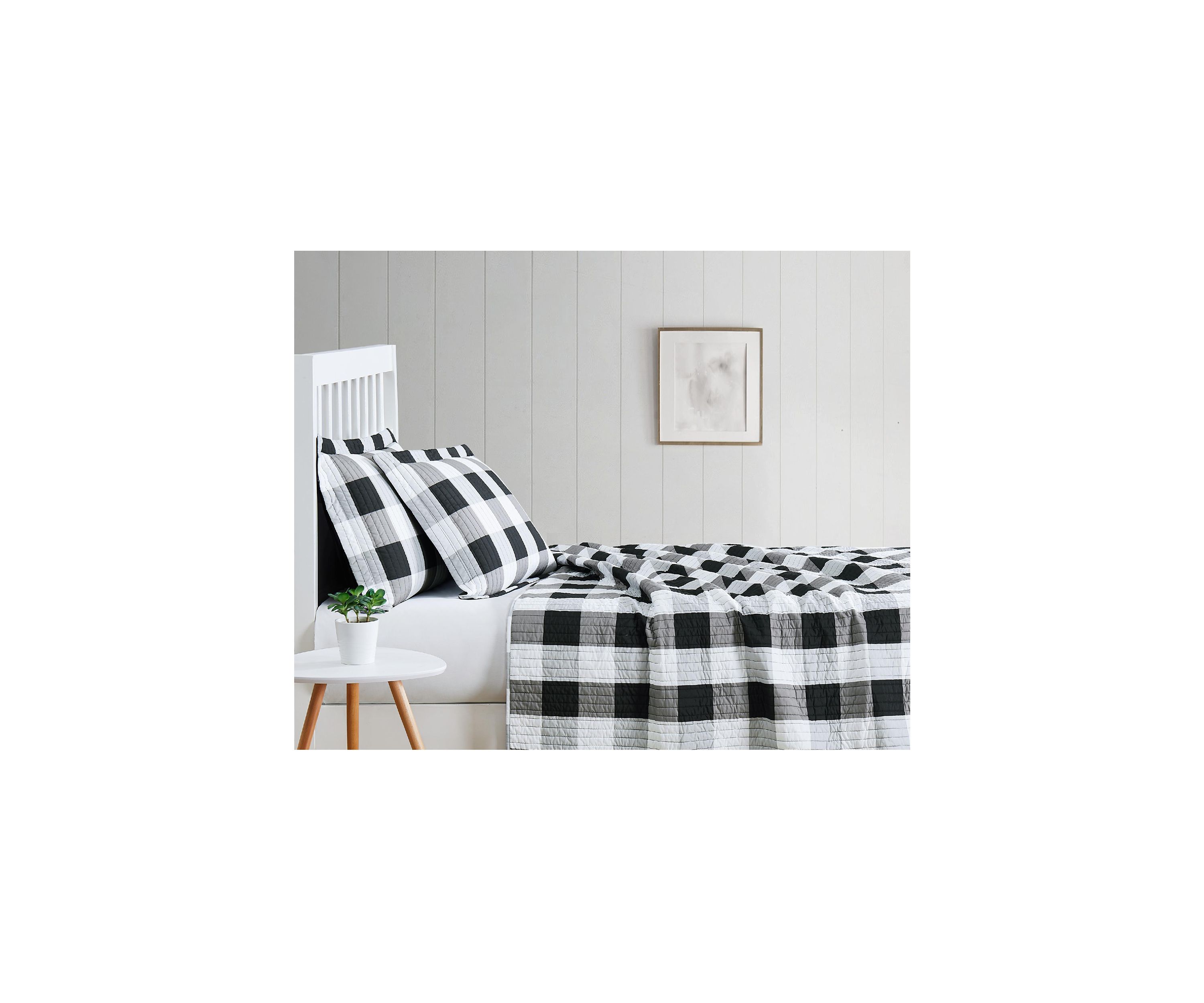 Truly Soft Everyday Buffalo Plaid Black King XL Quilt Set