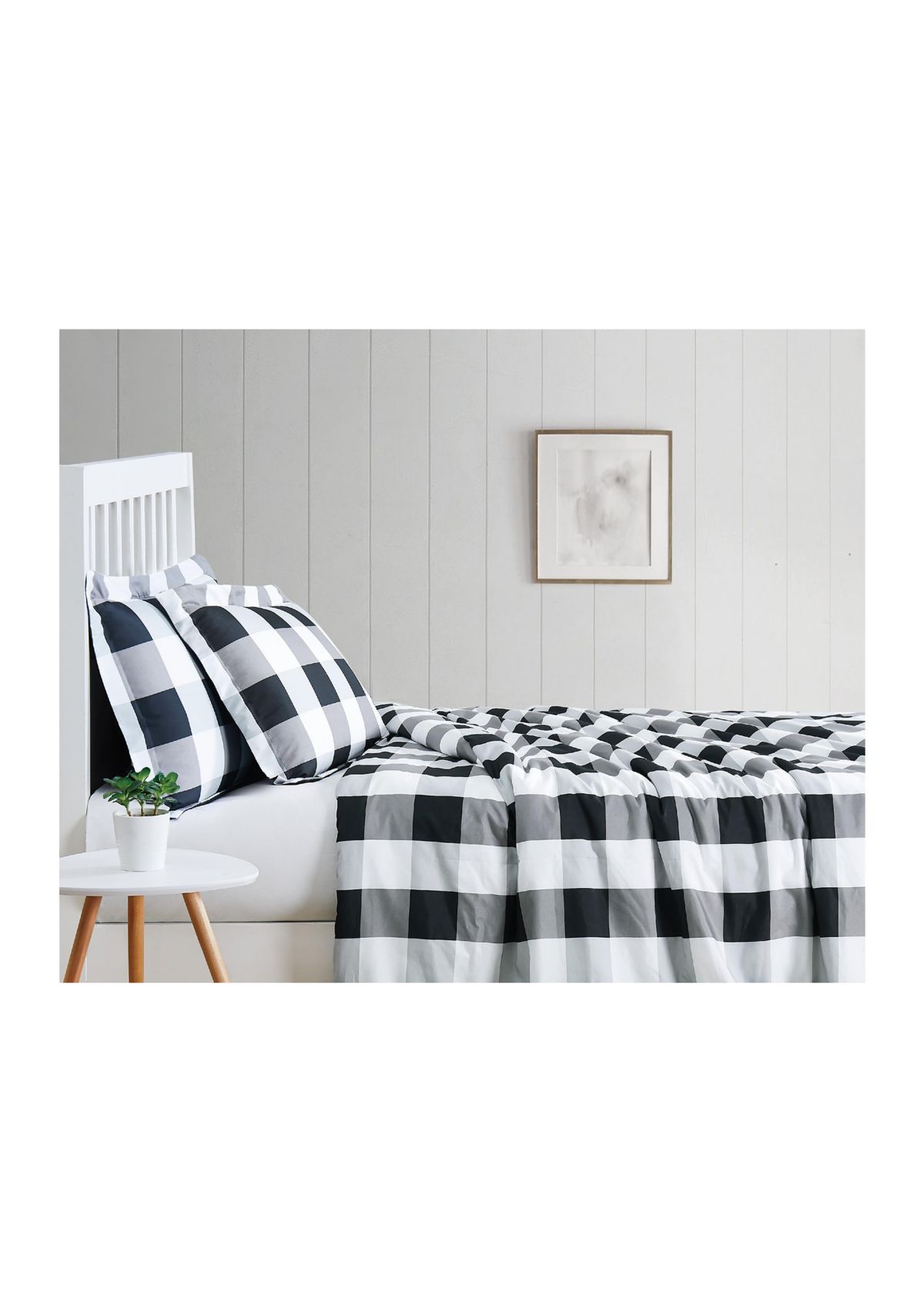 Truly Soft Everyday Buffalo Plaid Black King XL Duvet Cover Set