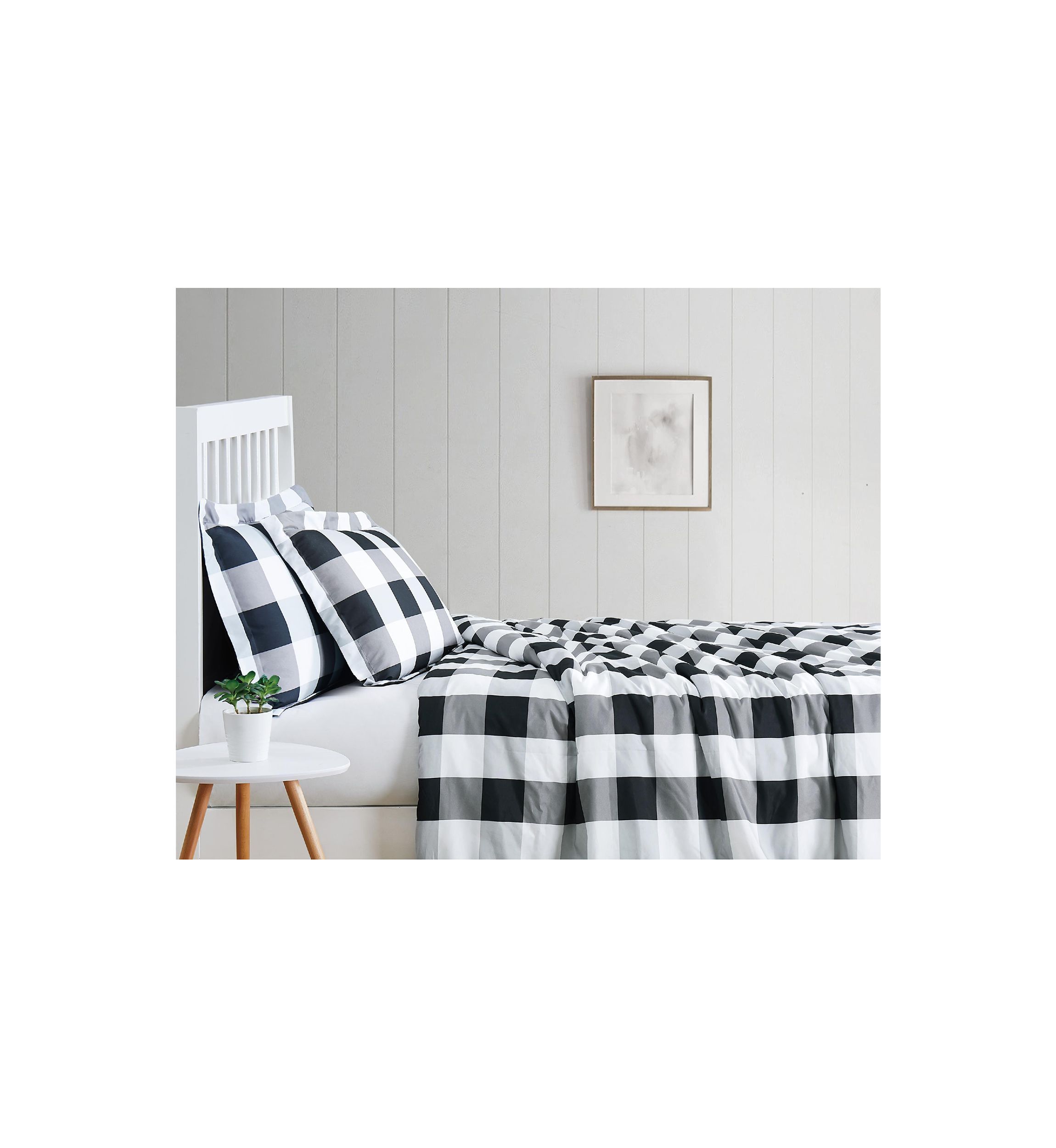 Truly Soft Everyday Buffalo Plaid Black King XL Duvet Cover Set