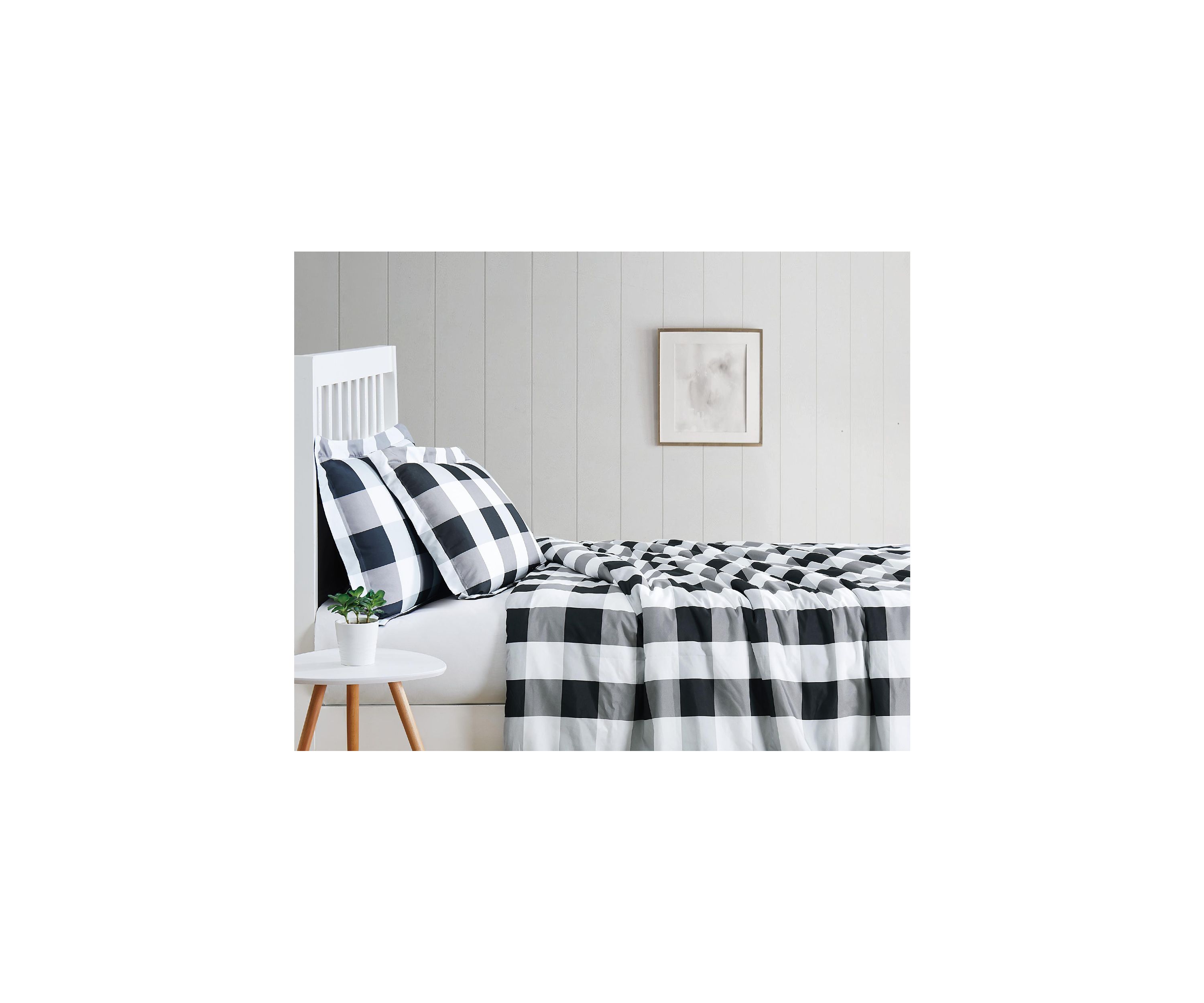 Truly Soft Everyday Buffalo Plaid Black King XL Duvet Cover Set