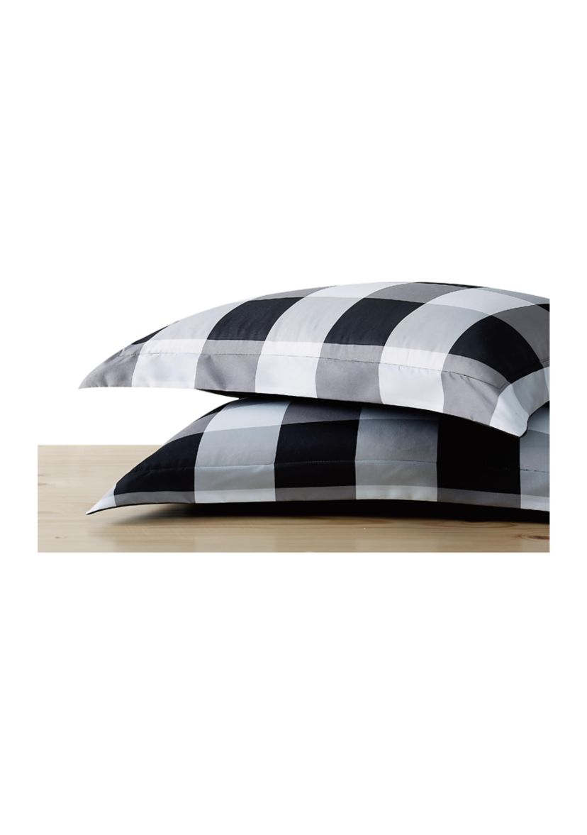 Truly Soft Everyday Buffalo Plaid Black King XL Duvet Cover Set