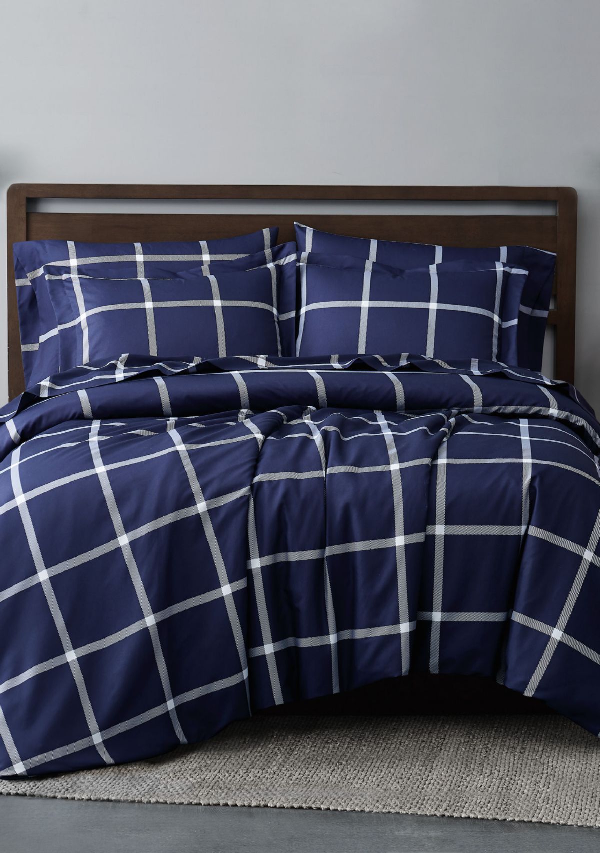 Printed Windowpane Duvet Cover Set