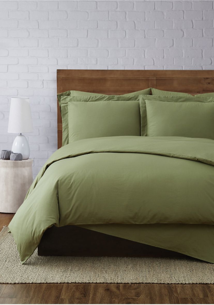200 Thread Count Cotton Solid Percale Duvet Set