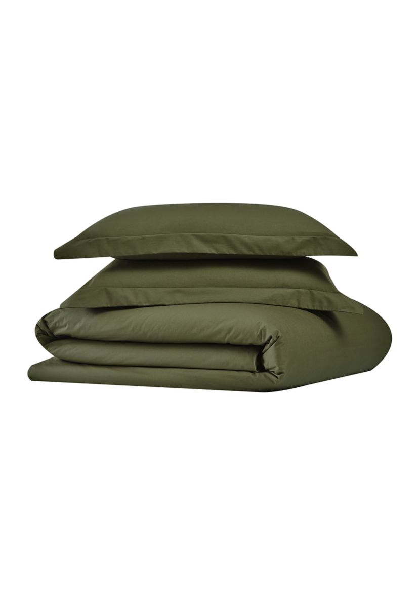 200 Thread Count Cotton Solid Percale Duvet Set