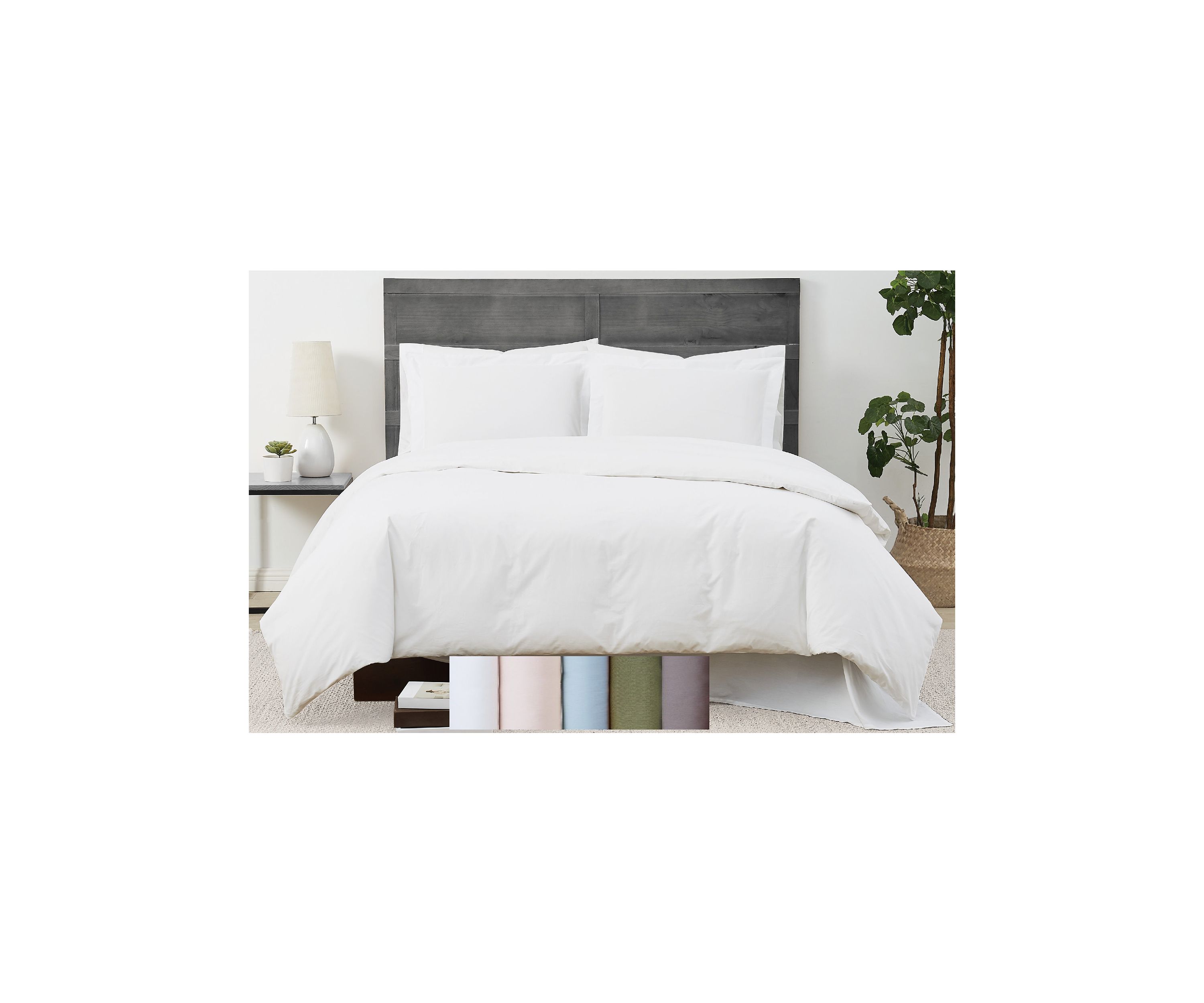 200 Thread Count Cotton Solid Percale Duvet Set