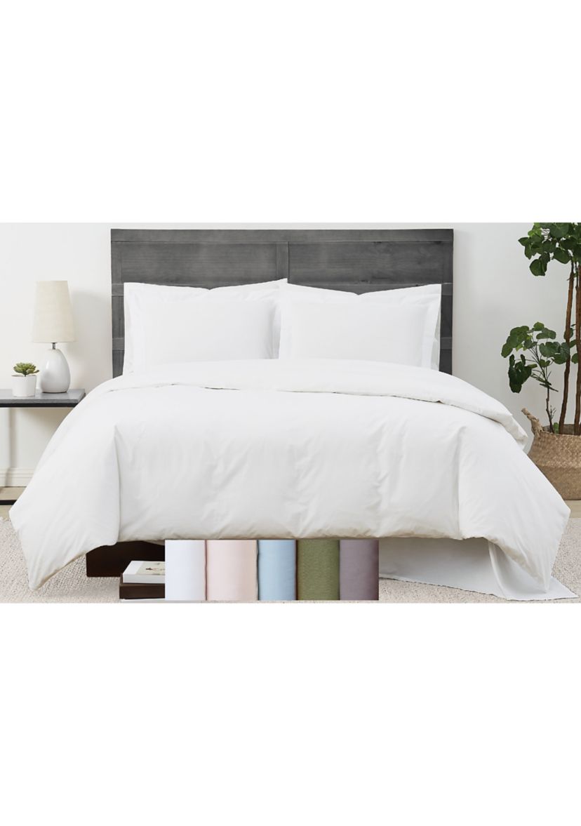 200 Thread Count Cotton Solid Percale Duvet Set