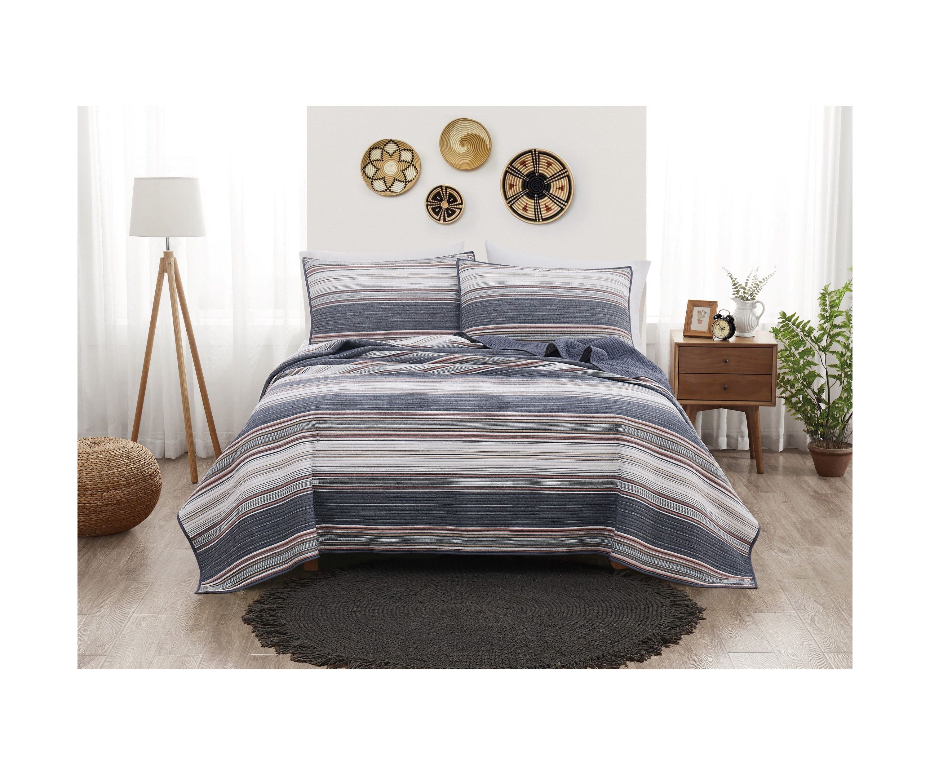 Brooklyn Loom Hudson Stripe Yarn Dye 3 Piece Full/Queen Quilt Set