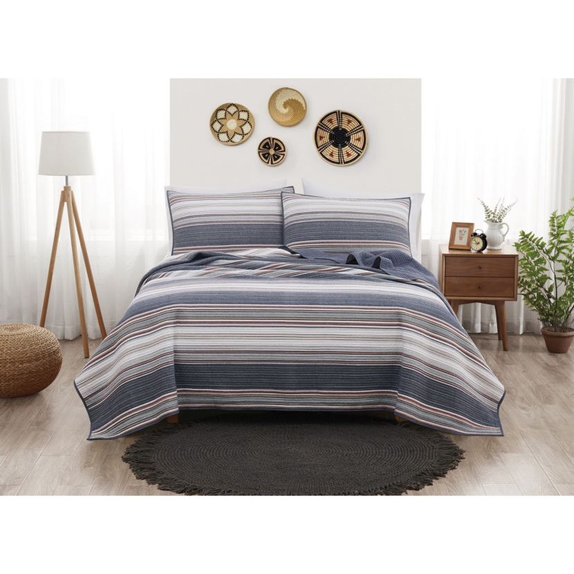 Brooklyn Loom Hudson Stripe Yarn Dye 3 Piece Full/Queen Quilt Set