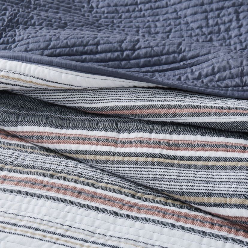 Brooklyn Loom Hudson Stripe Yarn Dye 3 Piece Full/Queen Quilt Set