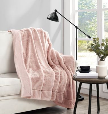 Vince Camuto Soft Faux Rabbit Fur Black 60x70 Throw in Gift Box