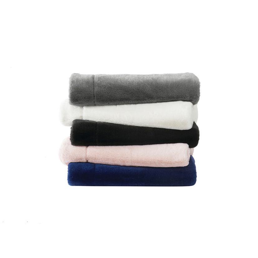 Vince Camuto Soft Faux Rabbit Fur Black 60x70 Throw in Gift Box