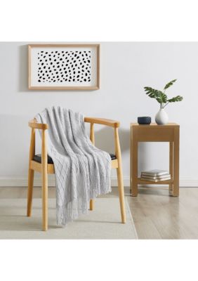 Brooklyn Loom Woven Texture Solid Ivory Throw