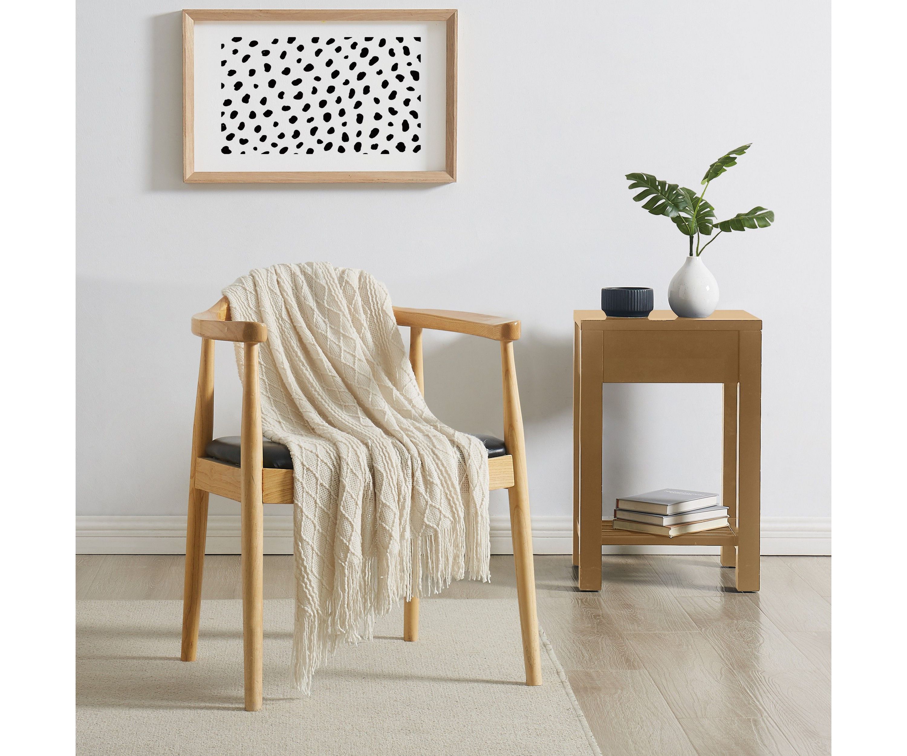 Brooklyn Loom Woven Texture Solid Ivory Throw