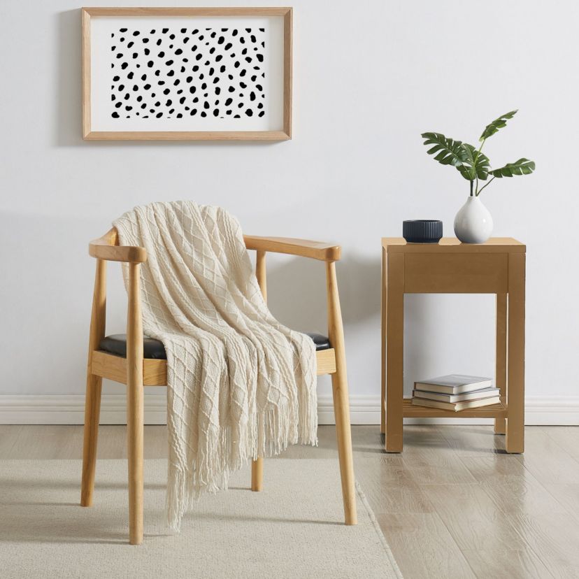Brooklyn Loom Woven Texture Solid Ivory Throw