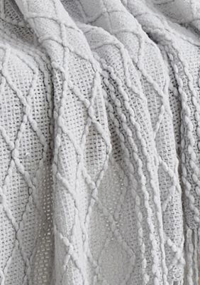 Brooklyn Loom Woven Texture Solid Ivory Throw