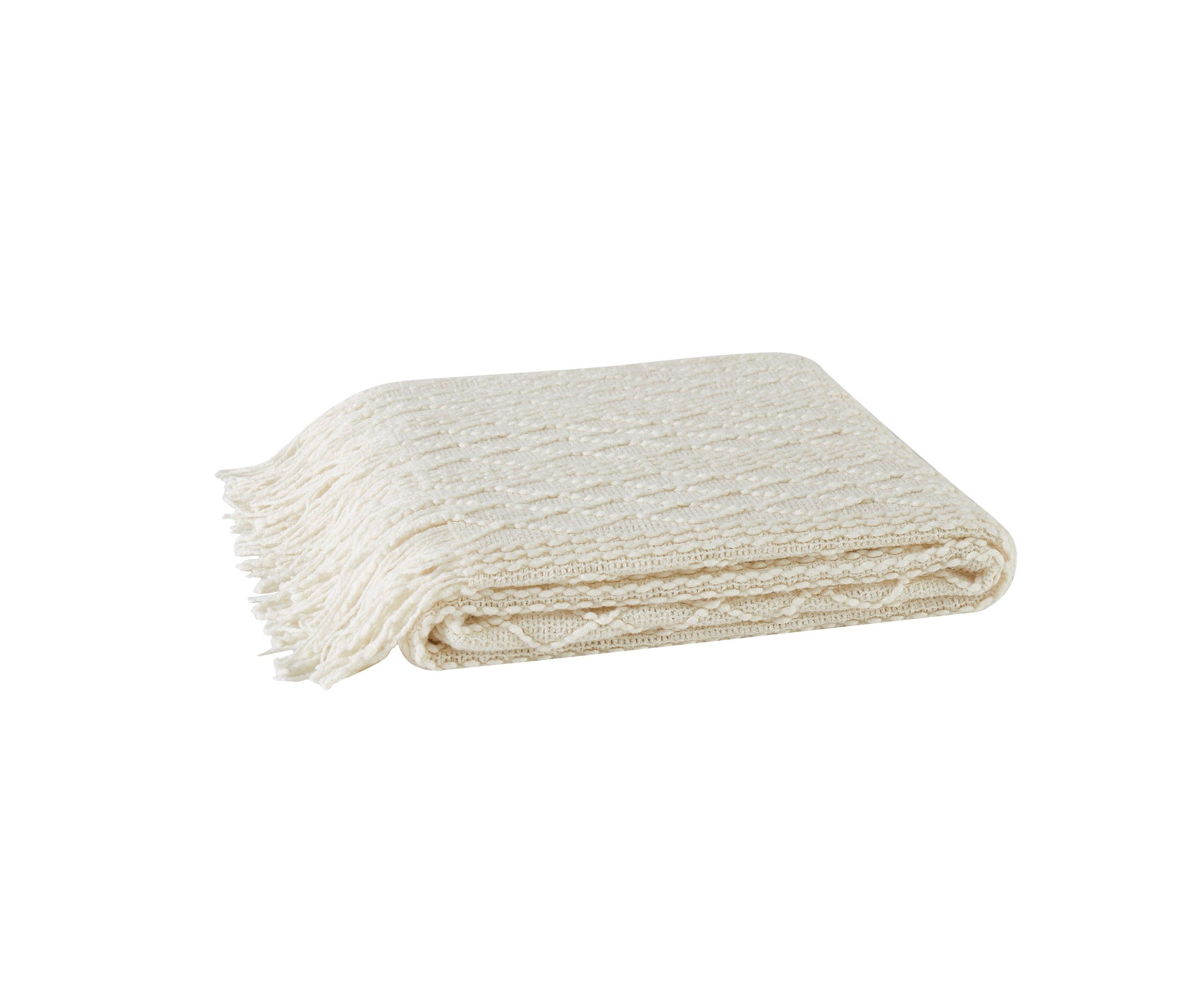 Brooklyn Loom Woven Texture Solid Ivory Throw