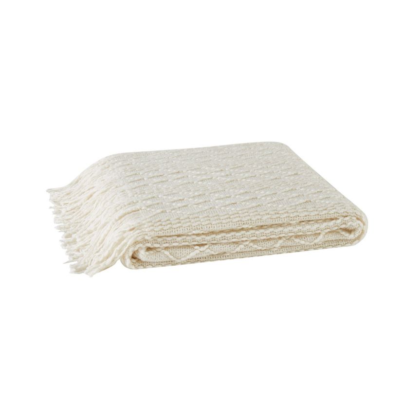Brooklyn Loom Woven Texture Solid Ivory Throw