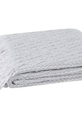 Brooklyn Loom Woven Texture Solid Ivory Throw