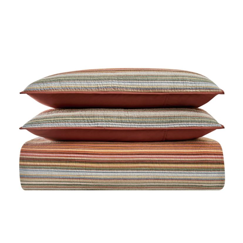 Brooklyn Loom Sunset Stripe Yarn Dye 3 Piece Full/Queen Quilt Set