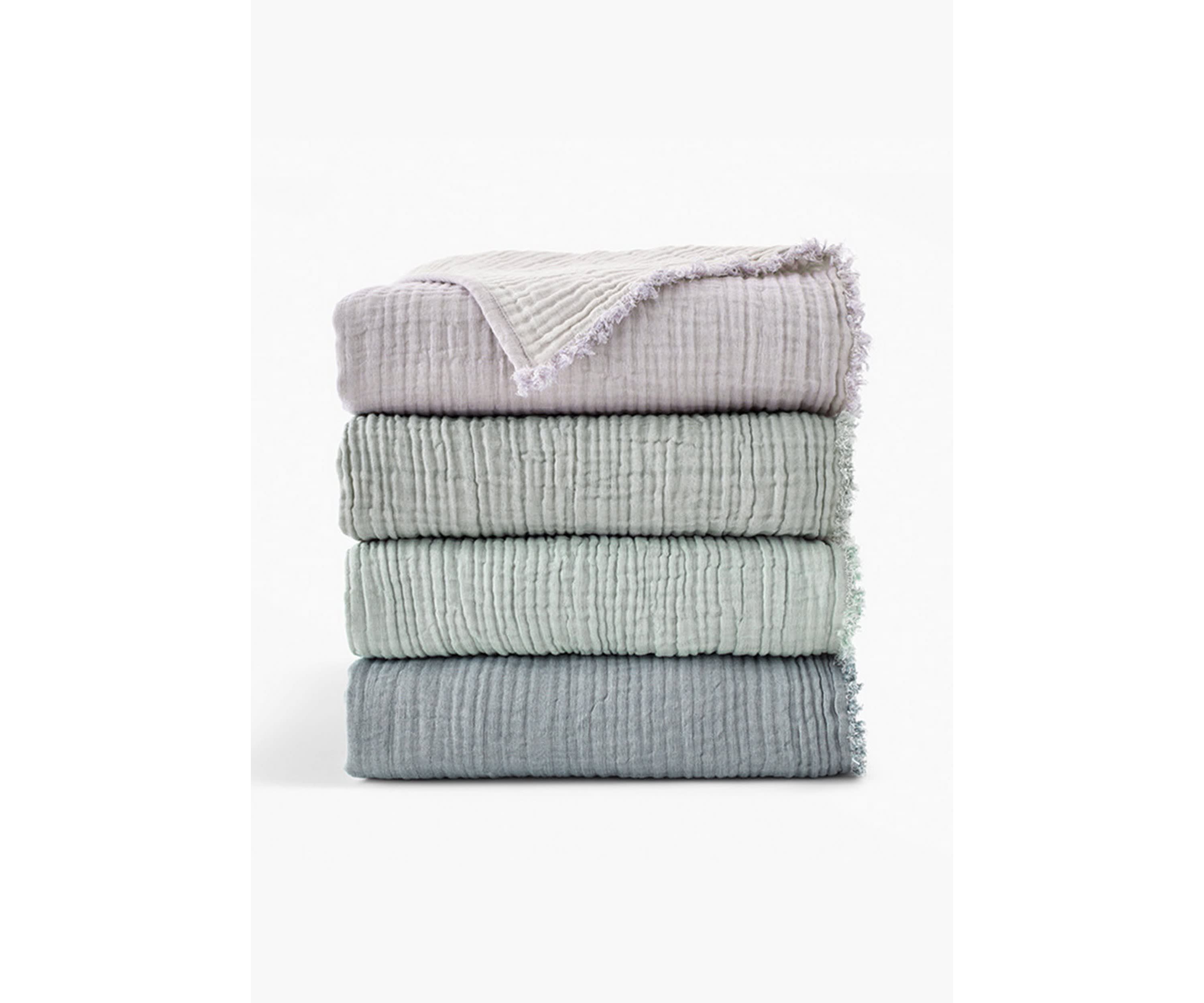 Truly Soft Two-Toned Organic Throw Blanket in Grey